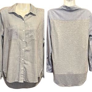 BeachLunchLounge womens shirt XS mixed media striped lightweight beachy coverup‎